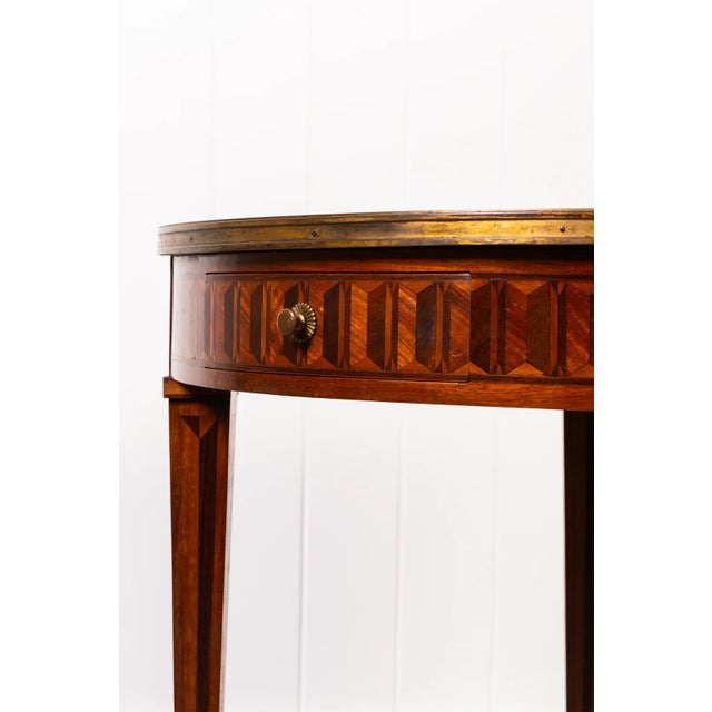 19th Century French Circular Inlaid Centre/Side Table With Side Sliders For Sale - Image 4 of 9