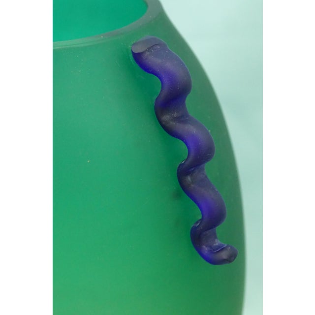 Green and Yellow Acid-Etched Opaque Murano Glass Deco Vase, Venice, Italy, 1950s For Sale - Image 15 of 18