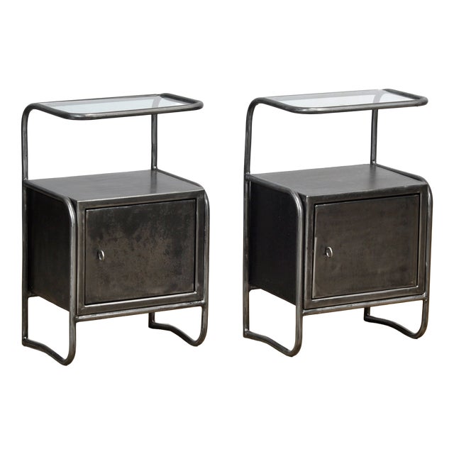 Iron Bedside Tables, 1950s, Set of 2 For Sale