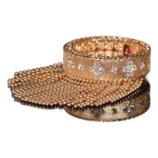 Late 20th Century Authentic Roberto Coin Princess Tassel Fringe Diamond Ring 18k Rose Gold, Size 7 For Sale