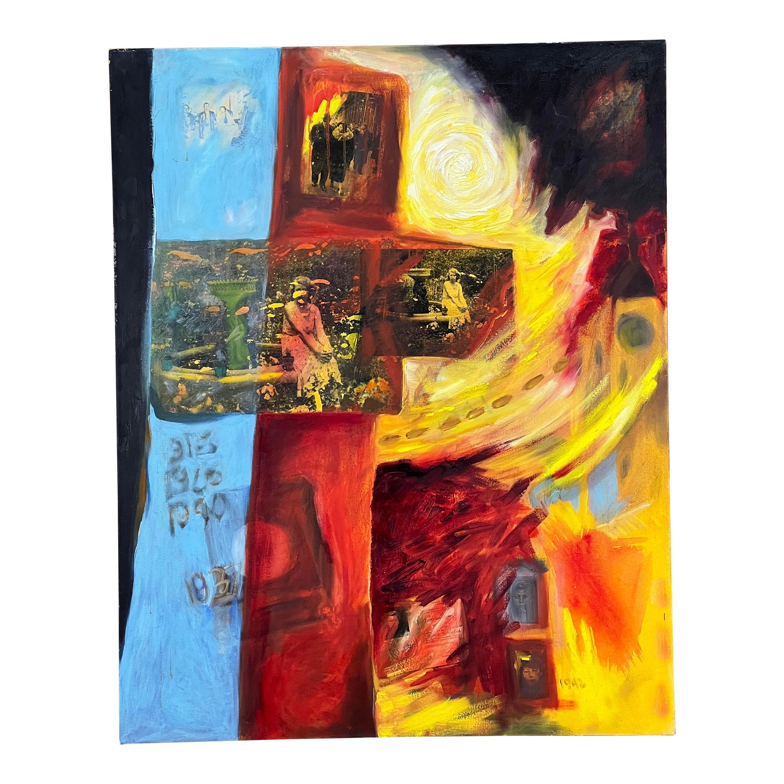 Vibrant Mixed Media Abstract Expressionist Painting on Canvas