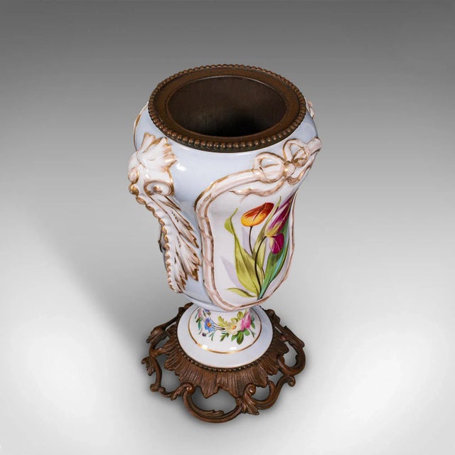 Metal 1900s Antique Victorian French Ceramic Mantlepiece Vase For Sale - Image 7 of 13