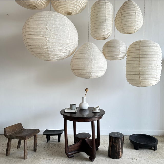 Japanese-Style Teardrop-Shaped Pendant Light in Rattan and Natural Linen, 1980s For Sale - Image 12 of 18