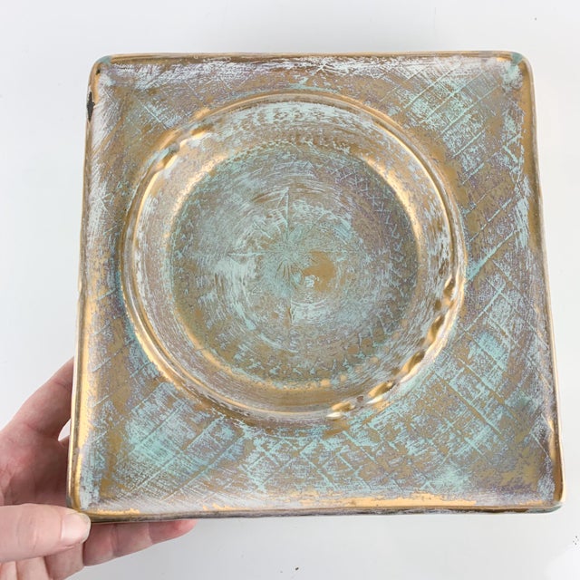 Fabulous vintage ceramic Stangl ashtray with green and gold swirls and design. Stamped on bottom. Heavy. Love these as...