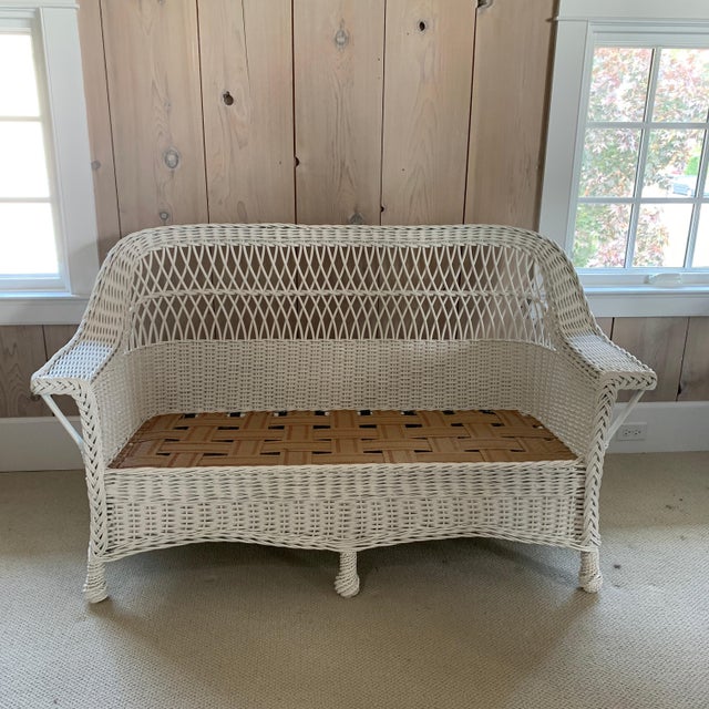 Vintage White Wicker Sofa Chairish