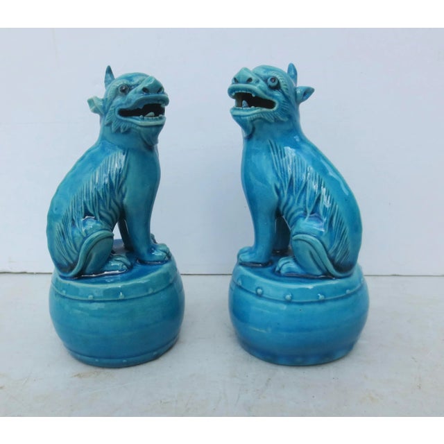 Mid 20th Century Chinese Turquoise Glazed Kylin - a Pair For Sale - Image 9 of 9