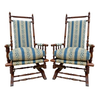 Set of Spanish Rocking Chairs in Carved Walnut, 1960 For Sale