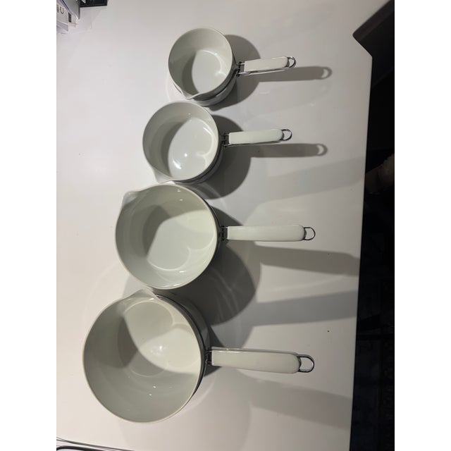 Vintage Limoges Nesting Porcelain & Aluminum Cookware Complete Set of Four – Botanical Berry Motif For Sale - Image 12 of 14