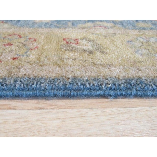 Contemporary Standard Size Blue Hand-Knotted Wool Floral Field Serenity Traditional Rug For Sale - Image 3 of 5