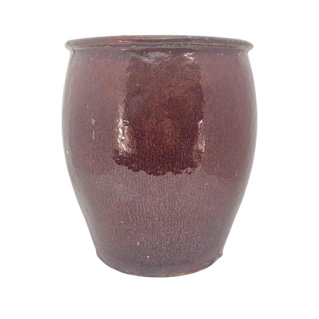 Contemporary Late 20th-Century Chinese Oxblood-Glazed Stoneware Planter 9.75" For Sale - Image 3 of 10