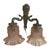 Antique Art Deco Wall-Mounted Lamp with Brass Base and Pink Satin Glass Shades For Sale - Image 5 of 11