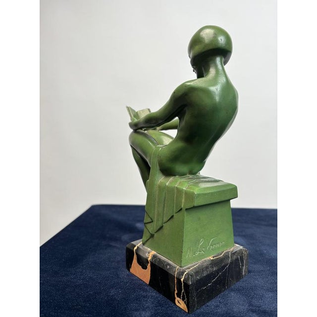 Black Art Deco Sculptural Bookends by Max Le Verrier, Paris, France, 1925, Set of 2 For Sale - Image 8 of 13