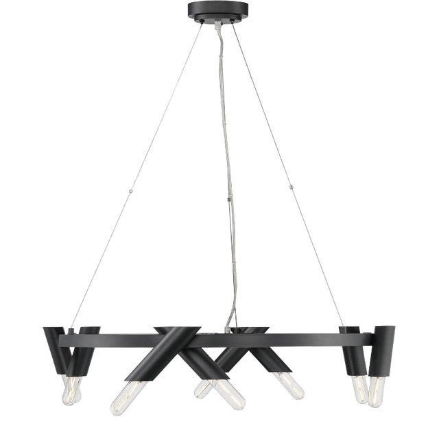 Pipeline 8-Light Unique Modern Wagon Wheel Chandelier For Sale