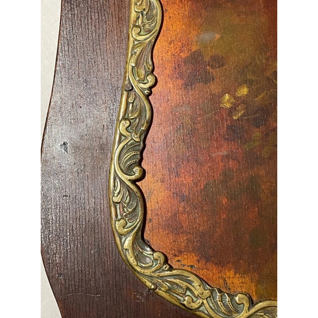 Antique 19th Century Original Boy Girl Landscape Oil Painting Wood Badge Panel For Sale In New York - Image 6 of 14