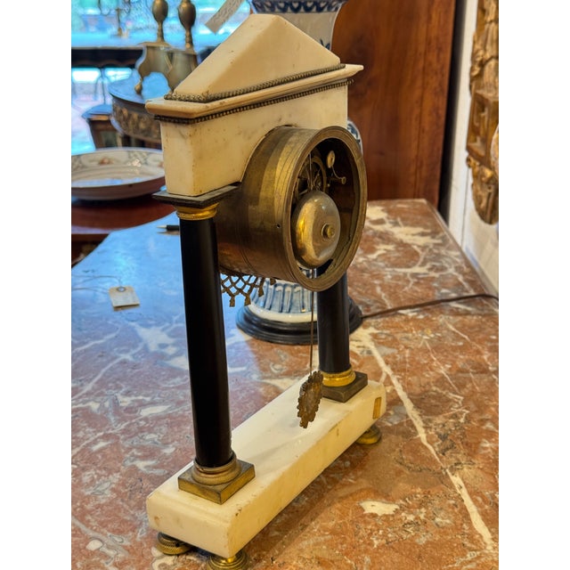 Black 19th Century French Empire Style Mantel Clock With Ormolu Mounts For Sale - Image 8 of 9