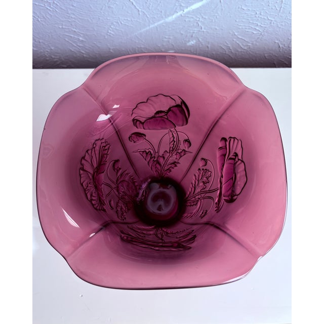 Satin Glass Poppy Relief Vase With Flared Rim For Sale - Image 10 of 11