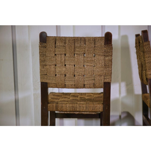 Wood Brutalist Chairs with Braided Rope Seats, 1950s, Set of 2 For Sale - Image 7 of 13