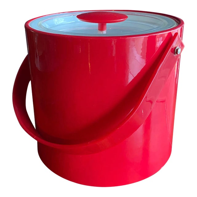 1950s Georges Briard Cherry Red Vinyl Ice Bucket For Sale