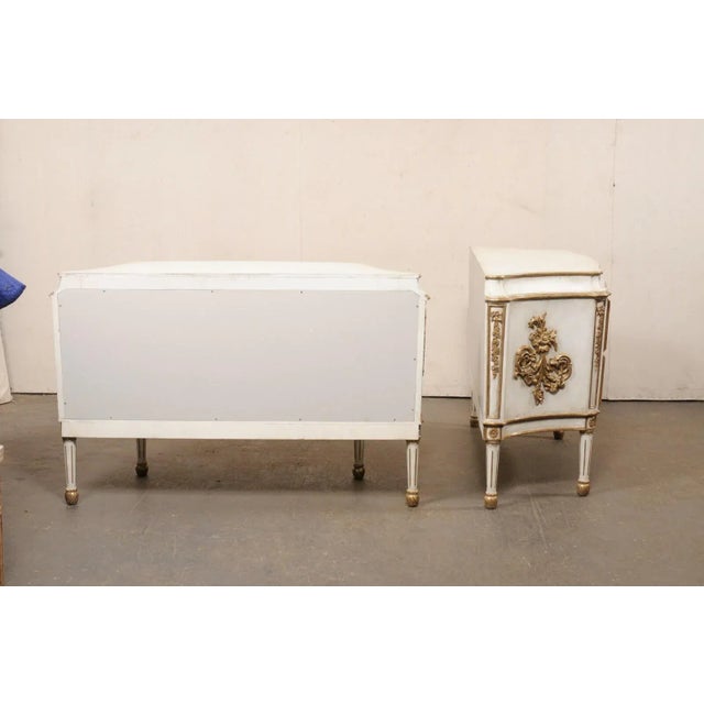 White Pair French Style Robust 2-Drawer Chests in White & Gold For Sale - Image 8 of 12