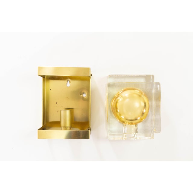 Gold Gold Maritim Glass and Brass Wall Lamps by Vitrika, 1970s, Set of 2 For Sale - Image 8 of 9