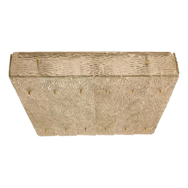 Large Textured Glass Square Flush Mount from Kalmar, Austria, 1960s For Sale