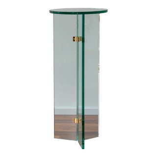 Leon Rosen Pace Collection Brass Glass Pedestal Sculpture Stand For Sale