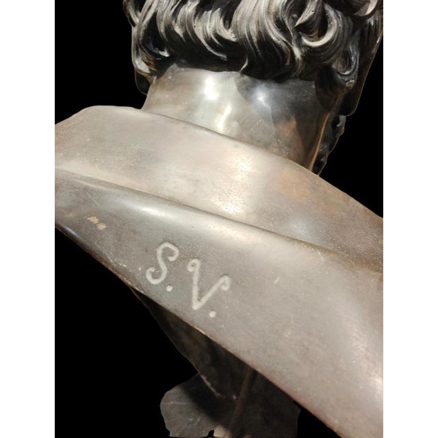 Baroque Large Roman Emperor Bust, Bronze, 19th Century For Sale - Image 3 of 17