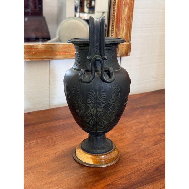 Stone 19th Century Italian Grand Tour Urn With Swan Handles on Marble Base For Sale - Image 7 of 9