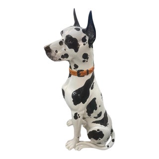Vintage/Modern Ceramic Harlequin Great Dane Dog Statue For Sale
