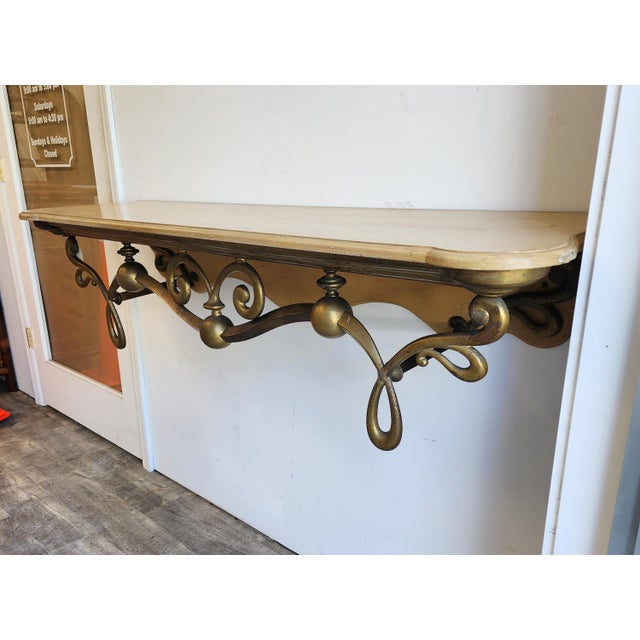 1980s Brass Art Nouveau Floating Console Table For Sale In New York - Image 6 of 12