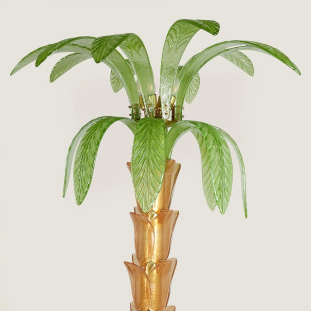 Vintage Italian Glass and Brass Palm Tree Floor Lamp For Sale - Image 11 of 11