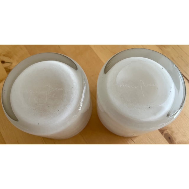 Pair of 2000s Henry Dean White Glass Votives For Sale - Image 4 of 5