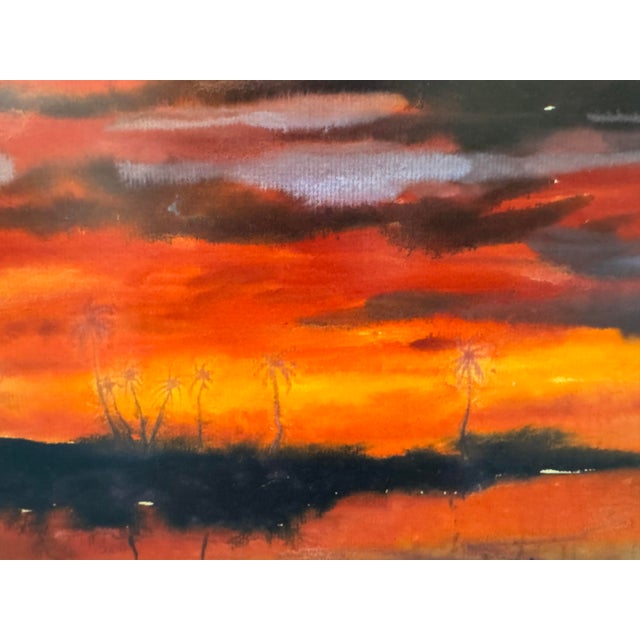 J. Chang Tropical Sunset Palm Trees Watercolor Painting, Signed For Sale In San Francisco - Image 6 of 12