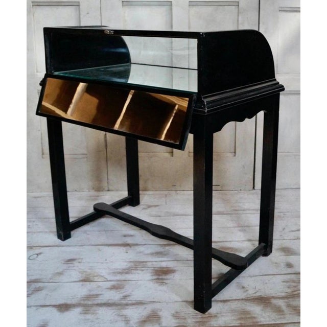 Victorian Ebonised Oak Bow-Fronted Display Cabinet, 1900 For Sale - Image 10 of 13