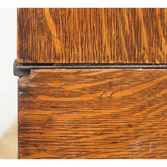 Antique Five Section Oak Barrister Bookcase With Beveled Glass For Sale - Image 9 of 11