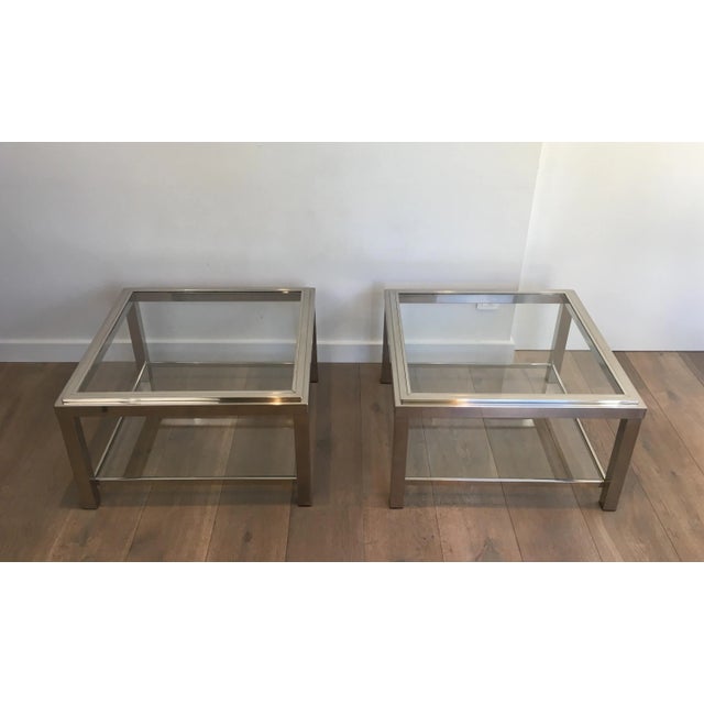 1970s Chrome Side Tables, French, circa 1970 - A Pair For Sale - Image 5 of 13