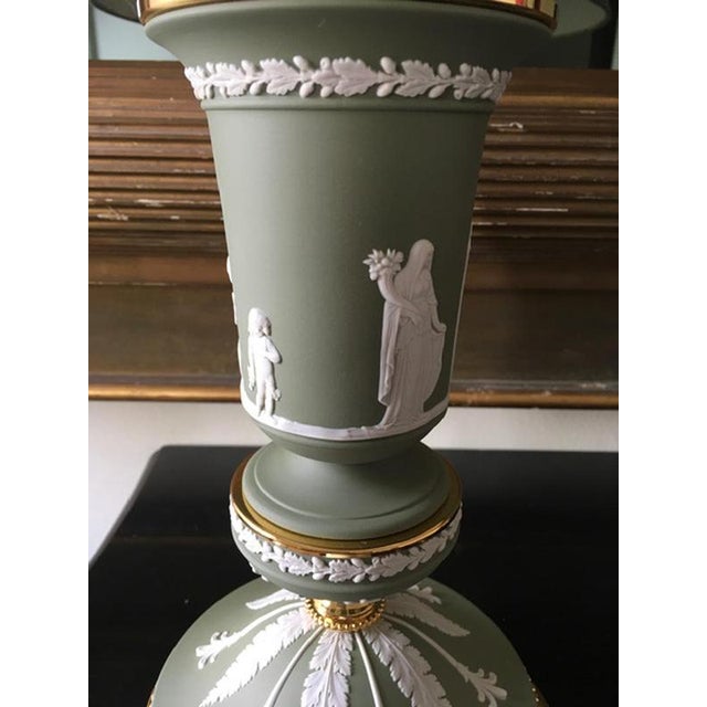 Postmodern Green Porcelain and Brass Table Lamp, Italy, 1970s For Sale - Image 10 of 18
