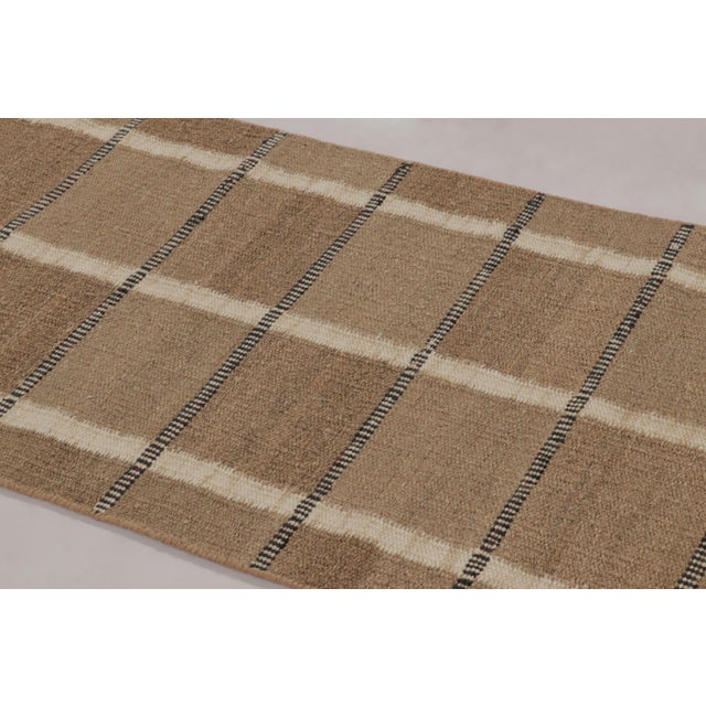 Textile Rug & Kilim’s Scandinavian-Inspired Rug, Beige-Brown Earth Tones With Stripes For Sale - Image 7 of 9