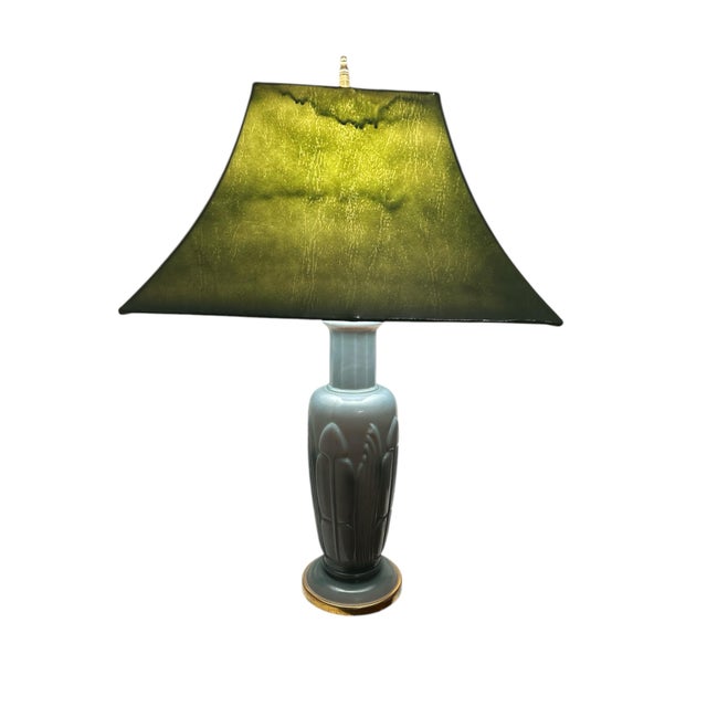 Mid 20th Century Art Nouveau Green Glass Table Lamp For Sale - Image 12 of 12