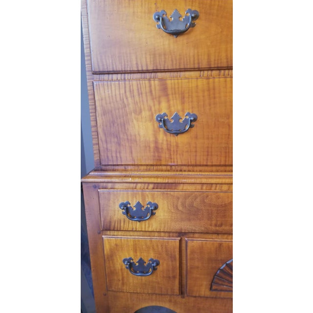 Tiger Maple Queen Anne Style Highboy Chest by Joseph F. Bachut (2005) For Sale - Image 12 of 14
