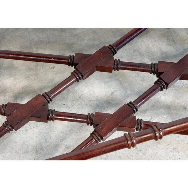 Hammary Mahogany Faux Bamboo Coffee Table With Scalloped Glass Top For Sale - Image 10 of 12