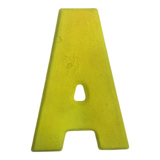 Vintage 1960’s Rustic Neon Green “A” Sign Beveled Letter For Sale