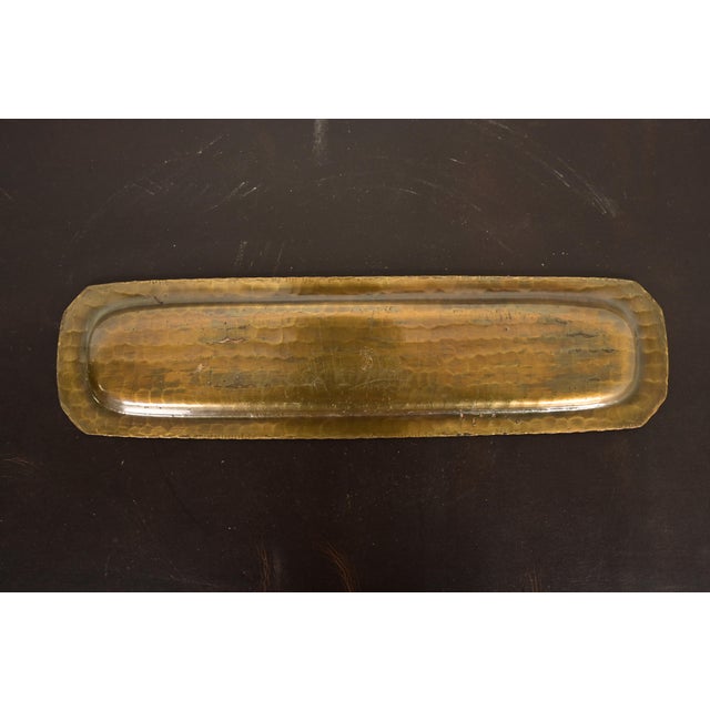 Roycroft Arts & Crafts Brass Finished Hammered Copper Pen Tray For Sale In South Bend - Image 6 of 8