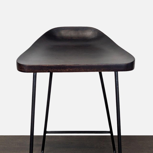 Pottery Barn Brenner Modern Industrial Counter Stool With Wood Seat and ...