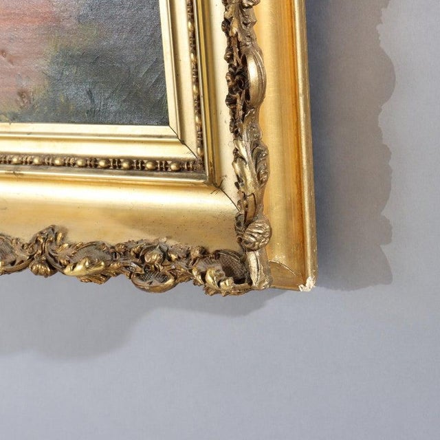 Antique Hudson River School Oil on Canvas Painting of a River Scene C1900 For Sale - Image 9 of 10