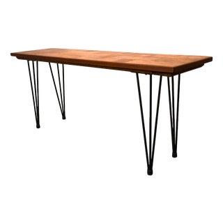 Swedish Modern Oak and Metal Flower Bench, 1950s For Sale