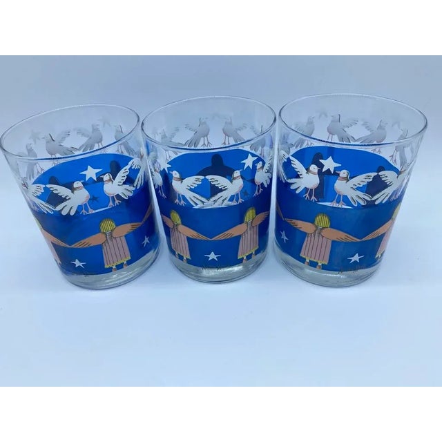 Glass Neiman Marcus Christmas Cocktail Glasses with Angels & Doves, Set of 18, Circa 1982 For Sale - Image 7 of 9