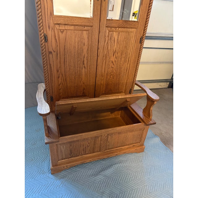 Traditional Oak Hall Tree With Built in Storage For Sale - Image 4 of 7
