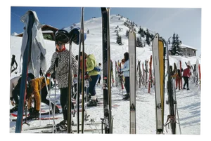 Slim Aarons, Skiers at Gstaad, 1969, Color C-Print Landscape Photograph