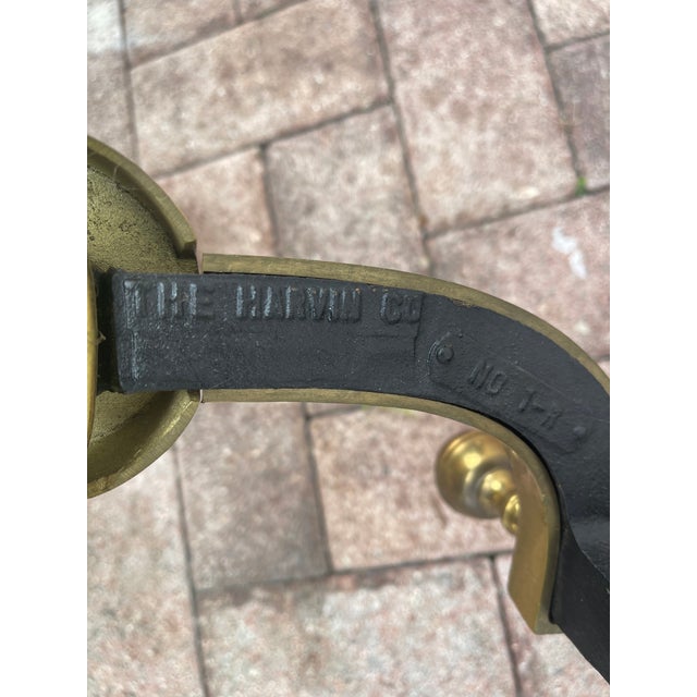 Antique American Brass Fireplace Set -Screen, Andirons and Fireplace Tools Set For Sale - Image 10 of 11